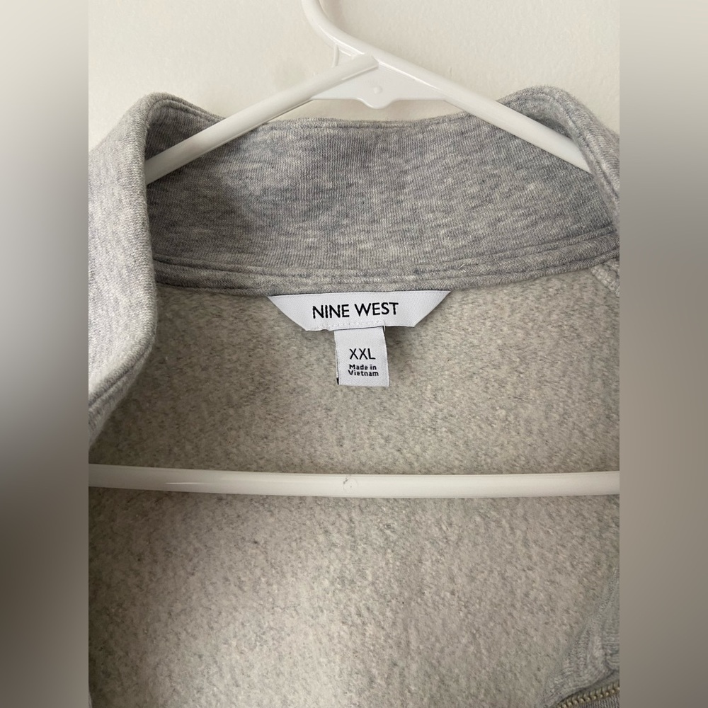 Nine West Gray Bomber Jacket with Ribbed Cuffs - Picture 7 of 9